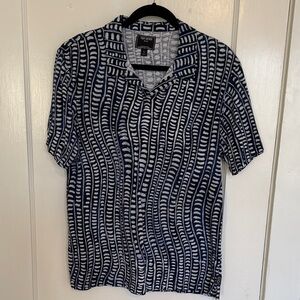 Todd Snyder Navy and White Patterned Polo Shirt